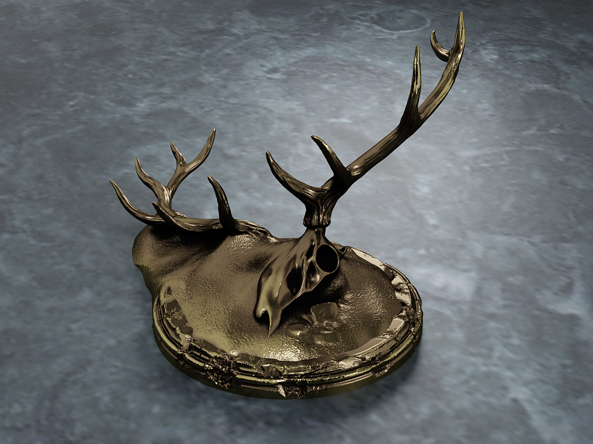 Elk Antlers on Pedestal. Sculptural Holder for Alternative Jewelry.